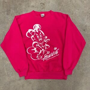 Vintage‎ 90s Disney Designs Minnie Mouse Sweatshirt Pink Mens Large Made in USA